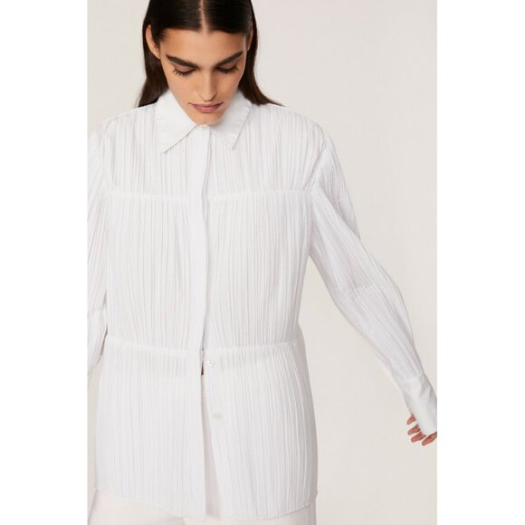 Co Tiered Button-Down Blouse Quiet Luxury Minimalist Capsule Low Key Rich NWT - Picture 1 of 16